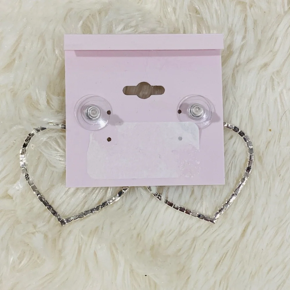 Pearl Rhinestone Heart Dangle Earrings - Picture 3 of 4